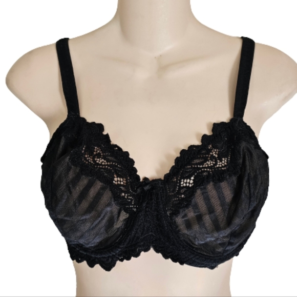 Lunaire Whimsy Barbados Lace Demi Black Bra 15211 Size Women's 38C - Picture 3 of 11
